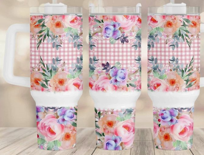 Caro Flowers Custom Stanley Quencher 40Oz Stainless Steel Tumbler With Handle