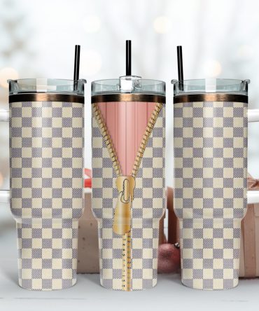 Caro Zipped Pattern Custom Stanley Quencher 40Oz Stainless Steel Tumbler With Handle