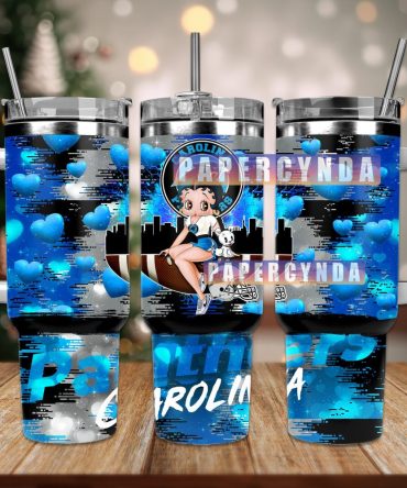 Carolina Panthers Custom Stanley Quencher 40Oz Stainless Steel Tumbler With Handle