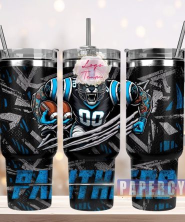 Carolina Panthers Custom Stanley Quencher 40Oz Stainless Steel Tumbler With Handle