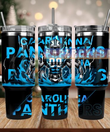 Carolina Panthers Custom Stanley Quencher 40Oz Stainless Steel Tumbler With Handle