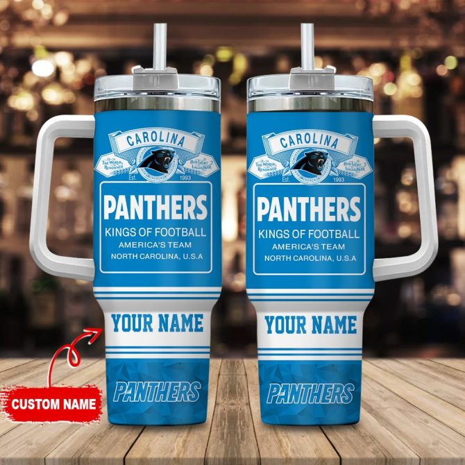 Carolina Panthers Nfl Bud Light Custom Stanley Quencher 40Oz Stainless Steel Tumbler With Handle
