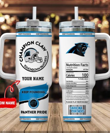 Carolina Panthers Nfl Champion Claw Custom Stanley Quencher 40Oz Stainless Steel Tumbler With Handle