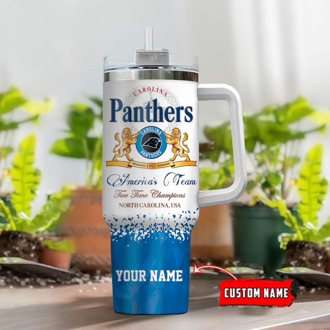 Carolina Panthers Nfl Champions Modelo Custom Stanley Quencher 40Oz Stainless Steel Tumbler With Handle - Image 2