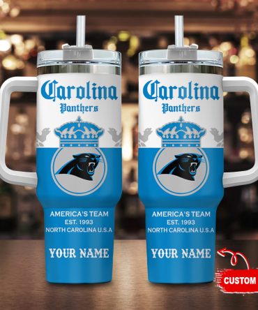 Carolina Panthers Nfl Corona Extra Custom Stanley Quencher 40Oz Stainless Steel Tumbler With Handle