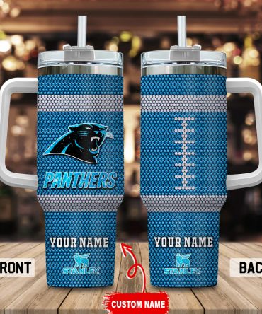 Carolina Panthers Nfl Crystal Custom Stanley Quencher 40Oz Stainless Steel Tumbler With Handle