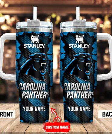 Carolina Panthers Nfl Custom Stanley Quencher 40Oz Stainless Steel Tumbler With Handle