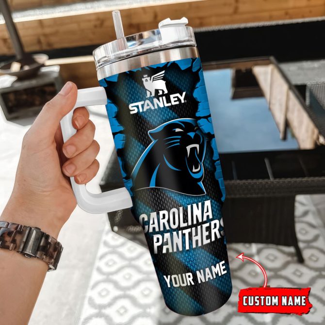 Carolina Panthers Nfl Custom Stanley Quencher 40Oz Stainless Steel Tumbler With Handle - Image 3