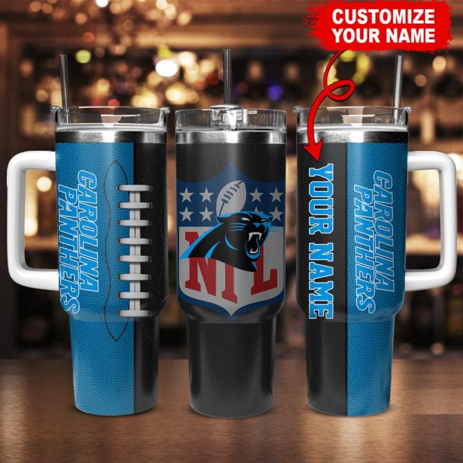 Carolina Panthers Nfl Custom Stanley Quencher 40Oz Stainless Steel Tumbler With Handle - Image 2