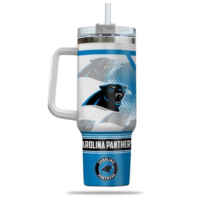 Carolina Panthers Nfl Custom Stanley Quencher 40Oz Stainless Steel Tumbler With Handle - Image 3