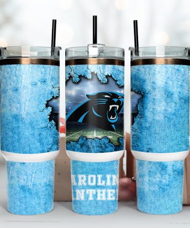 Carolina Panthers Nfl Custom Stanley Quencher 40Oz Stainless Steel Tumbler With Handle
