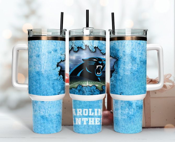 Carolina Panthers Nfl Custom Stanley Quencher 40Oz Stainless Steel Tumbler With Handle