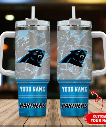 Carolina Panthers Nfl Custom Stanley Quencher 40Oz Stainless Steel Tumbler With Handle