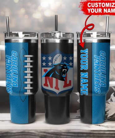 Carolina Panthers Nfl Custom Stanley Quencher 40Oz Stainless Steel Tumbler With Handle
