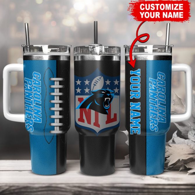Carolina Panthers Nfl Custom Stanley Quencher 40Oz Stainless Steel Tumbler With Handle