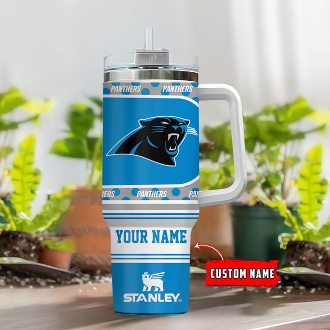 Carolina Panthers Nfl Custom Stanley Quencher 40Oz Stainless Steel Tumbler With Handle - Image 2