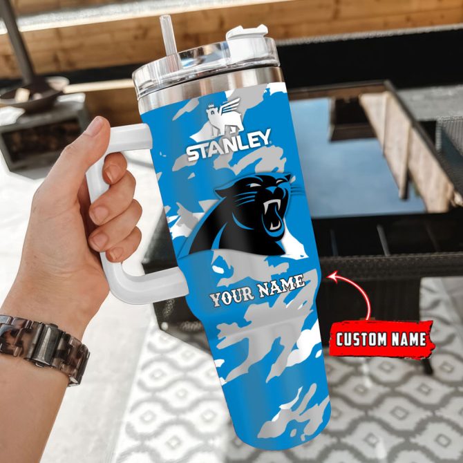 Carolina Panthers Nfl Custom Stanley Quencher 40Oz Stainless Steel Tumbler With Handle - Image 3