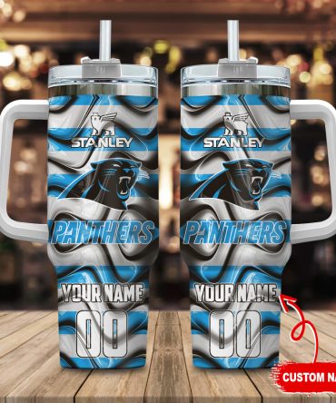 Carolina Panthers Nfl Custom Stanley Quencher 40Oz Stainless Steel Tumbler With Handle