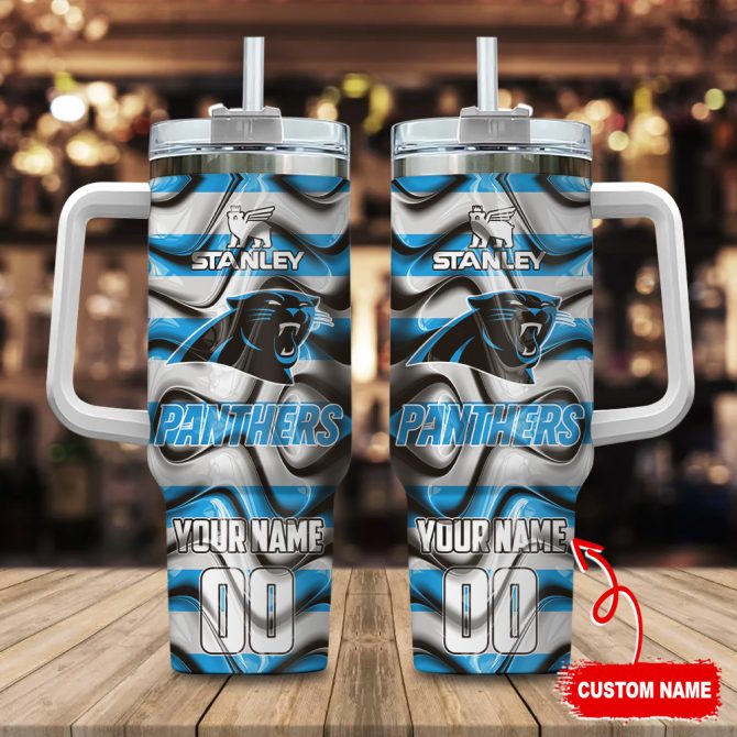 Carolina Panthers Nfl Custom Stanley Quencher 40Oz Stainless Steel Tumbler With Handle