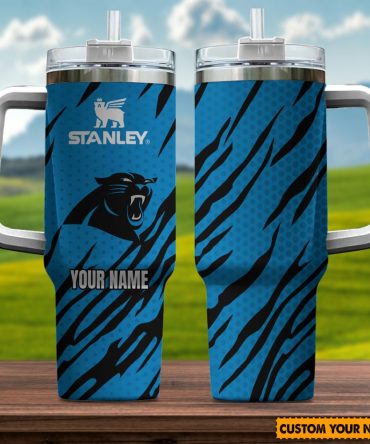 Carolina Panthers Nfl Custom Stanley Quencher 40Oz Stainless Steel Tumbler With Handle