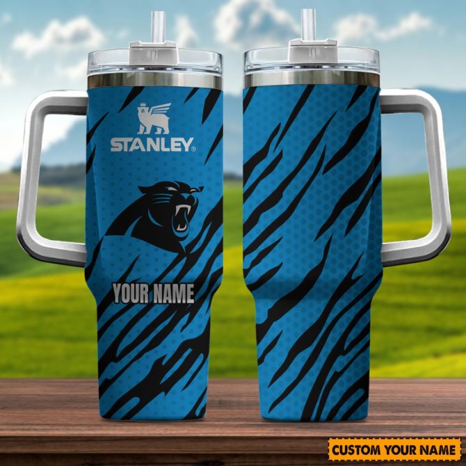 Carolina Panthers Nfl Custom Stanley Quencher 40Oz Stainless Steel Tumbler With Handle