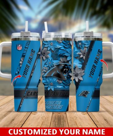 Carolina Panthers Nfl Custom Stanley Quencher 40Oz Stainless Steel Tumbler With Handle