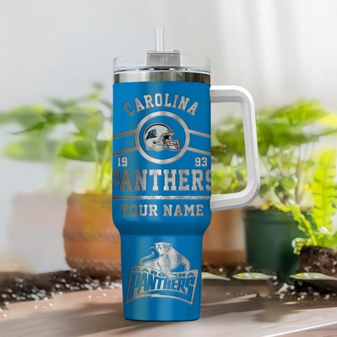 Carolina Panthers Nfl Custom Stanley Quencher 40Oz Stainless Steel Tumbler With Handle - Image 2