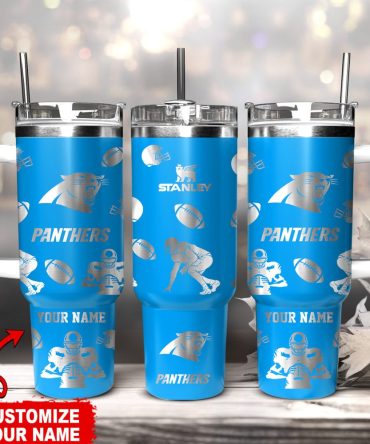 Carolina Panthers Nfl Custom Stanley Quencher 40Oz Stainless Steel Tumbler With Handle