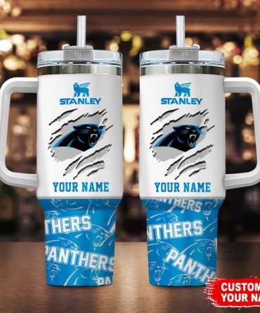Carolina Panthers Nfl Custom Stanley Quencher 40Oz Stainless Steel Tumbler With Handle