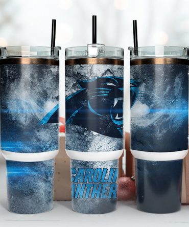 Carolina Panthers Nfl Custom Stanley Quencher 40Oz Stainless Steel Tumbler With Handle