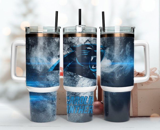 Carolina Panthers Nfl Custom Stanley Quencher 40Oz Stainless Steel Tumbler With Handle