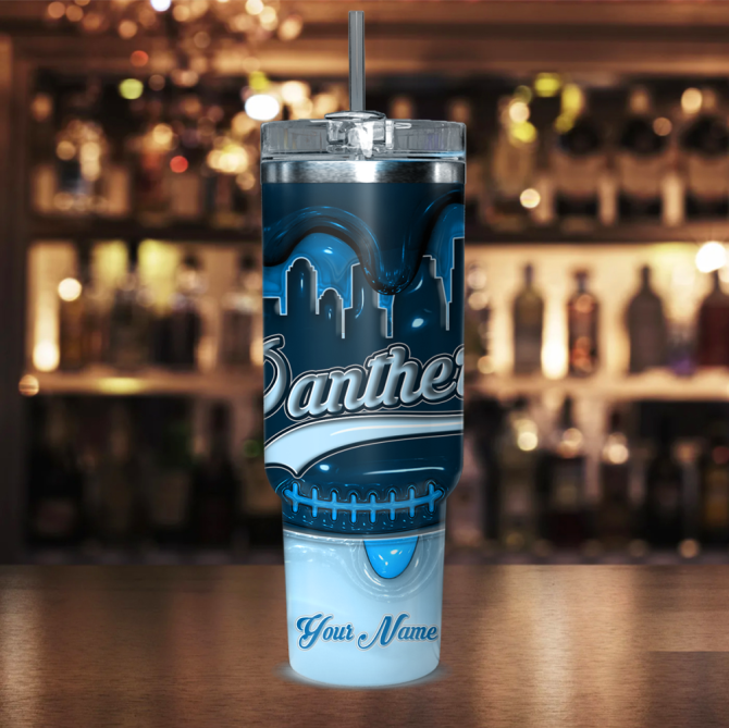 Carolina Panthers Nfl Custom Stanley Quencher 40Oz Stainless Steel Tumbler With Handle - Image 2