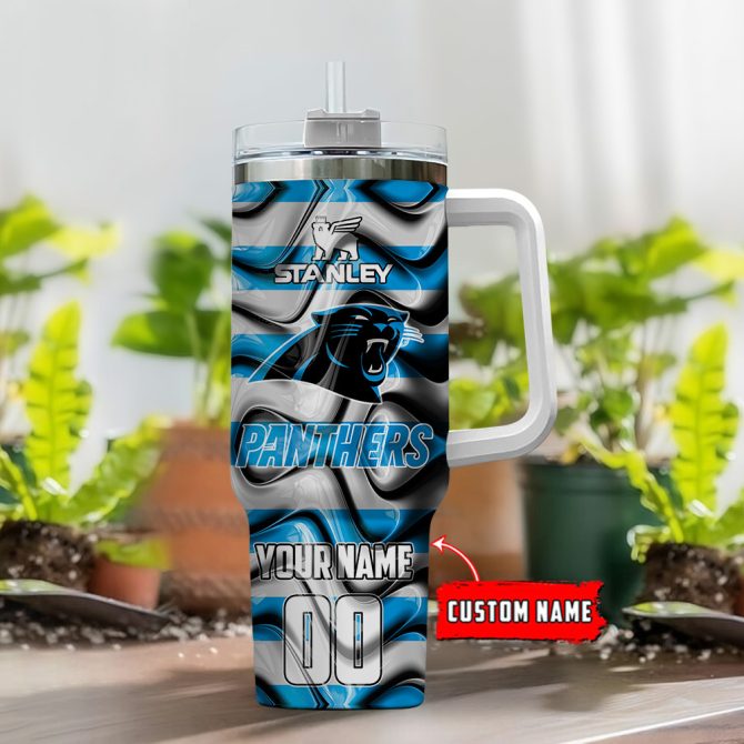 Carolina Panthers Nfl Custom Stanley Quencher 40Oz Stainless Steel Tumbler With Handle - Image 2