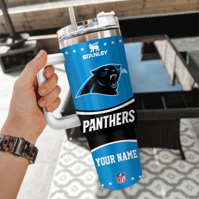 Carolina Panthers Nfl Custom Stanley Quencher 40Oz Stainless Steel Tumbler With Handle - Image 2