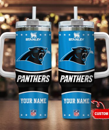 Carolina Panthers Nfl Custom Stanley Quencher 40Oz Stainless Steel Tumbler With Handle