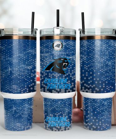 Carolina Panthers Nfl Custom Stanley Quencher 40Oz Stainless Steel Tumbler With Handle