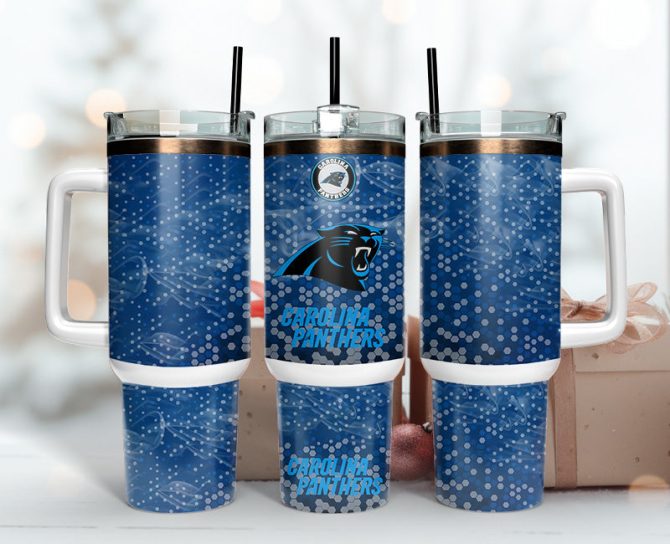 Carolina Panthers Nfl Custom Stanley Quencher 40Oz Stainless Steel Tumbler With Handle