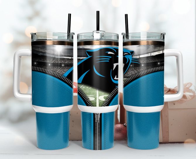 Carolina Panthers Nfl Custom Stanley Quencher 40Oz Stainless Steel Tumbler With Handle
