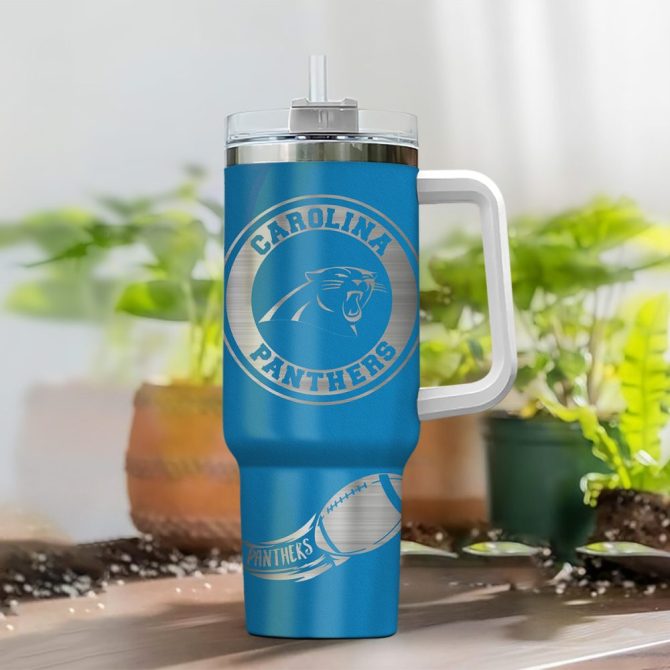 Carolina Panthers Nfl Custom Stanley Quencher 40Oz Stainless Steel Tumbler With Handle - Image 2