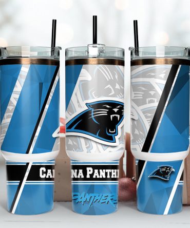 Carolina Panthers Nfl Custom Stanley Quencher 40Oz Stainless Steel Tumbler With Handle
