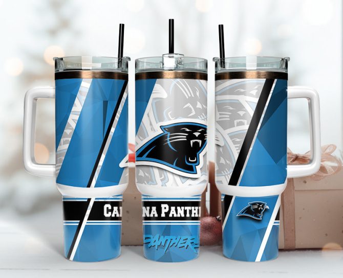 Carolina Panthers Nfl Custom Stanley Quencher 40Oz Stainless Steel Tumbler With Handle