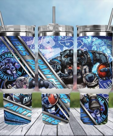 Carolina Panthers Nfl Mascot Custom Stanley Quencher 40Oz Stainless Steel Tumbler With Handle