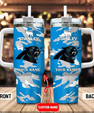 Carolina Panthers Nfl Custom Stanley Quencher 40Oz Stainless Steel Tumbler With Handle