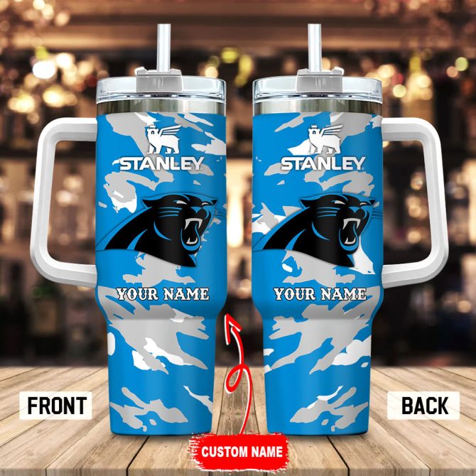 Carolina Panthers Nfl Custom Stanley Quencher 40Oz Stainless Steel Tumbler With Handle
