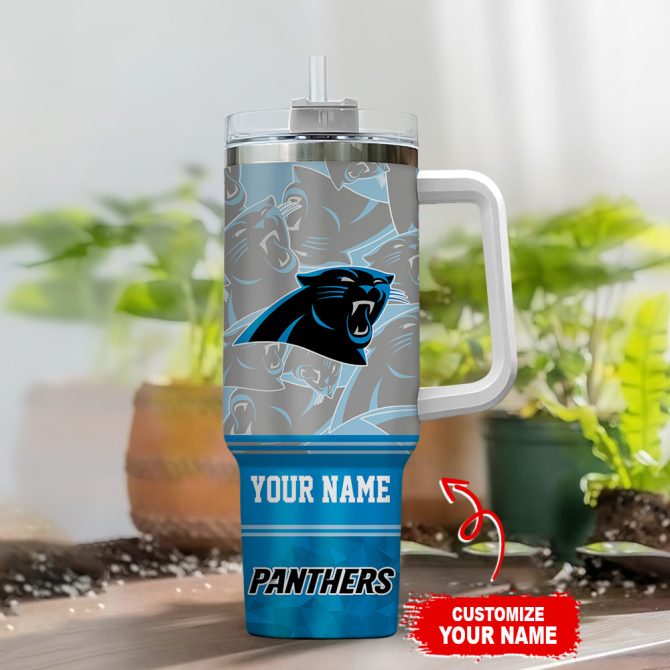 Carolina Panthers Nfl Custom Stanley Quencher 40Oz Stainless Steel Tumbler With Handle - Image 2