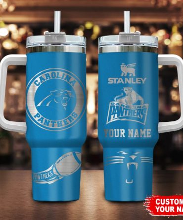 Carolina Panthers Nfl Custom Stanley Quencher 40Oz Stainless Steel Tumbler With Handle