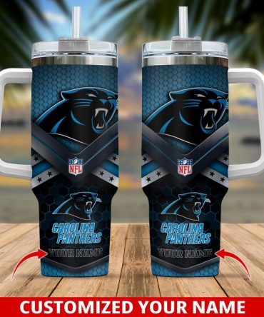 Carolina Panthers Nfl Custom Stanley Quencher 40Oz Stainless Steel Tumbler With Handle