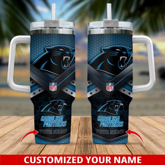Carolina Panthers Nfl Custom Stanley Quencher 40Oz Stainless Steel Tumbler With Handle