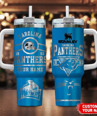 Carolina Panthers Nfl Custom Stanley Quencher 40Oz Stainless Steel Tumbler With Handle