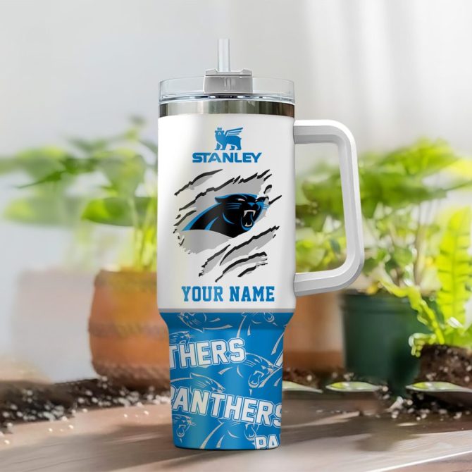 Carolina Panthers Nfl Custom Stanley Quencher 40Oz Stainless Steel Tumbler With Handle - Image 2